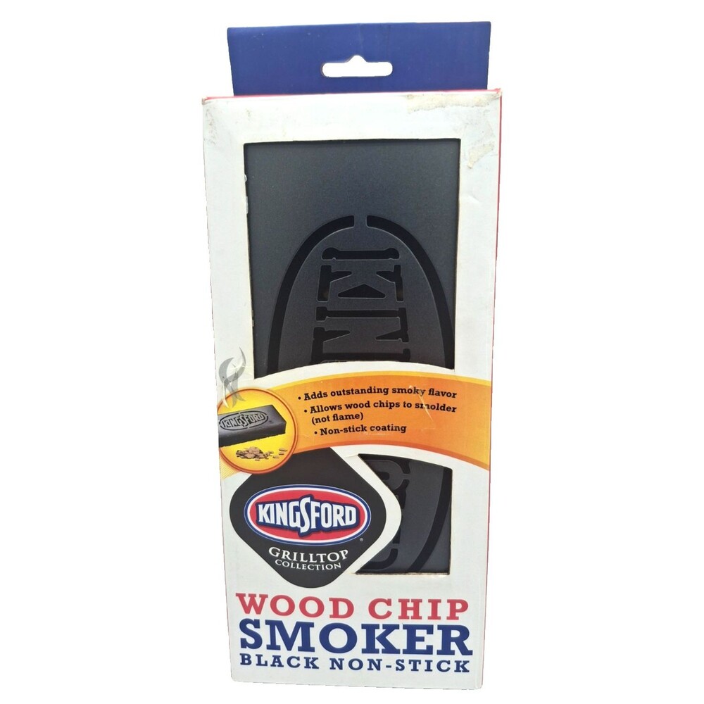 Kingsford Wood Chip Smoker Box Black Non-Stick Steel Gas Charcoal KSA75